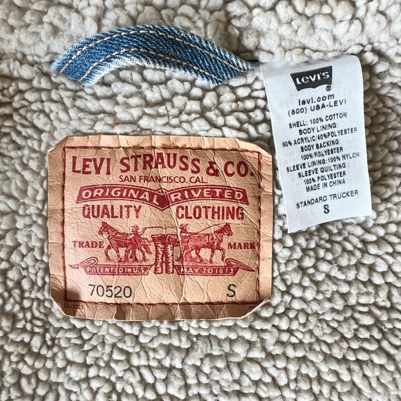 Levi's Denim Jean Jacket Men’s Small Trucker 70520-3790 Sherpa Lining Vintage - Picture 7 of 8